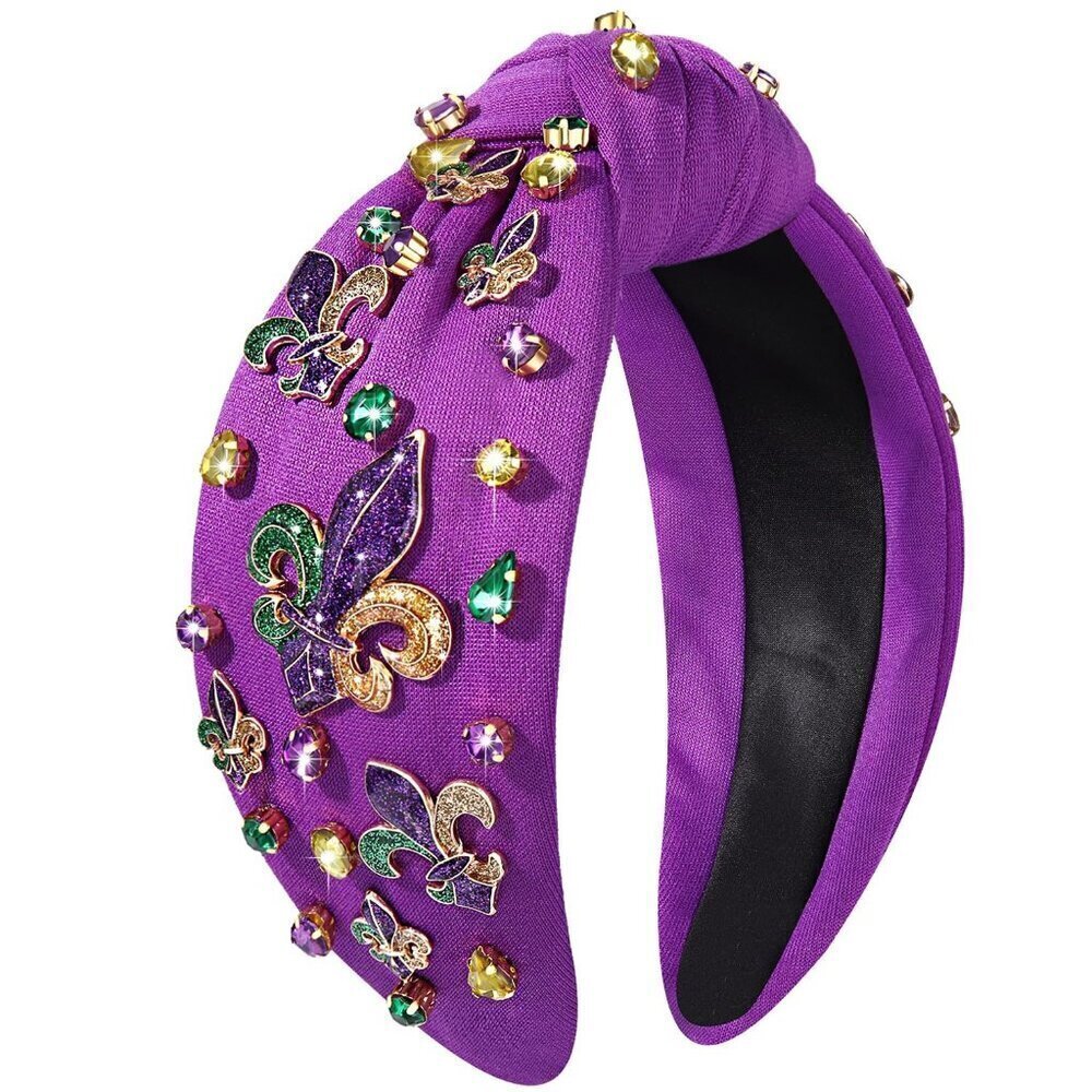 Mardi Gras Headband Women Rhinestone Pearl Crown Mask Party Accessory